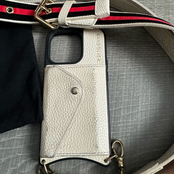 Bandolier Cream and Black Phone Case with Strap - Picture 3 of 11